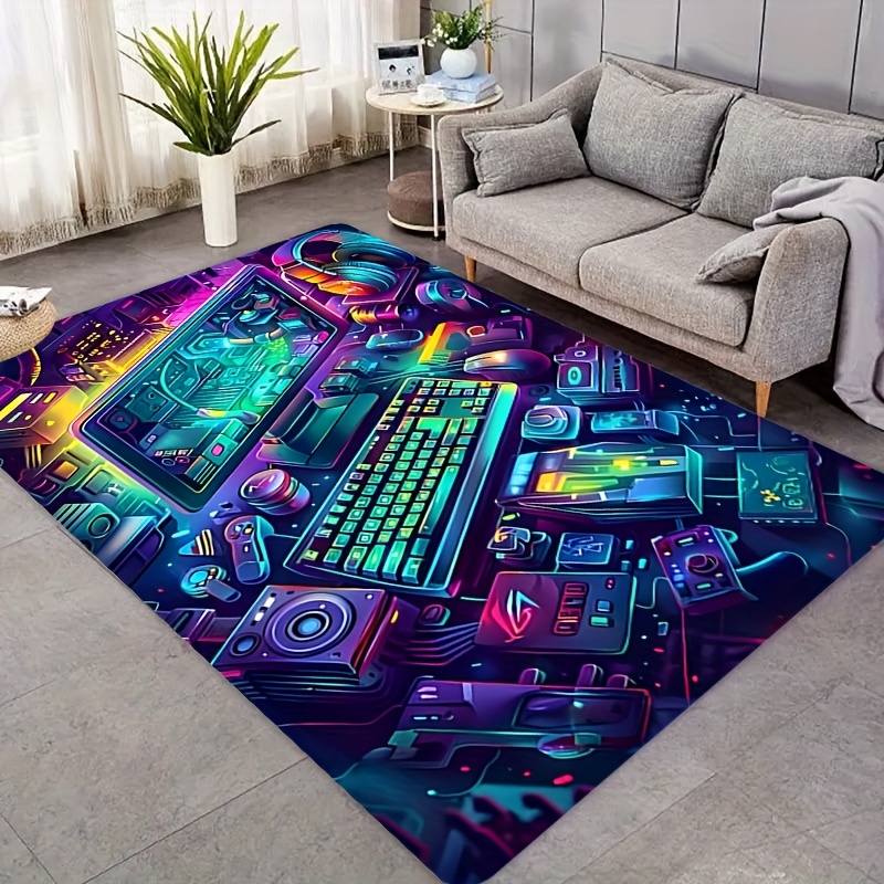 Esports Gaming Room - Tappeto da Gaming Cyberpunk in Flanella,