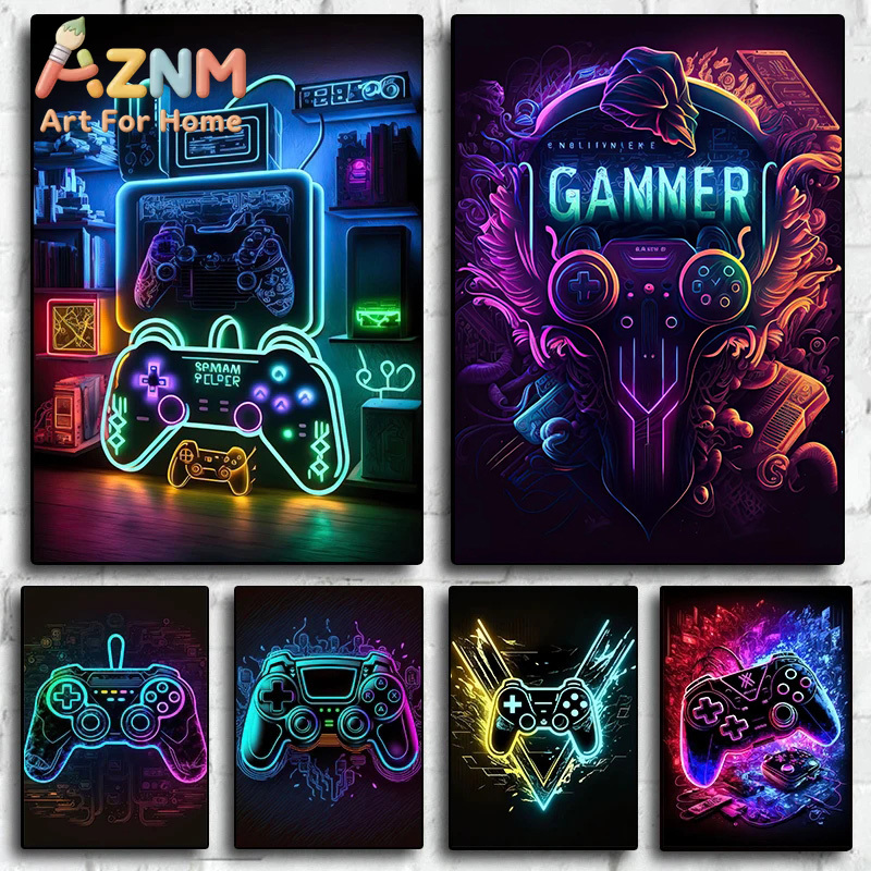 Esports Gaming Room - Poster da Parete Moderno Neon Pop